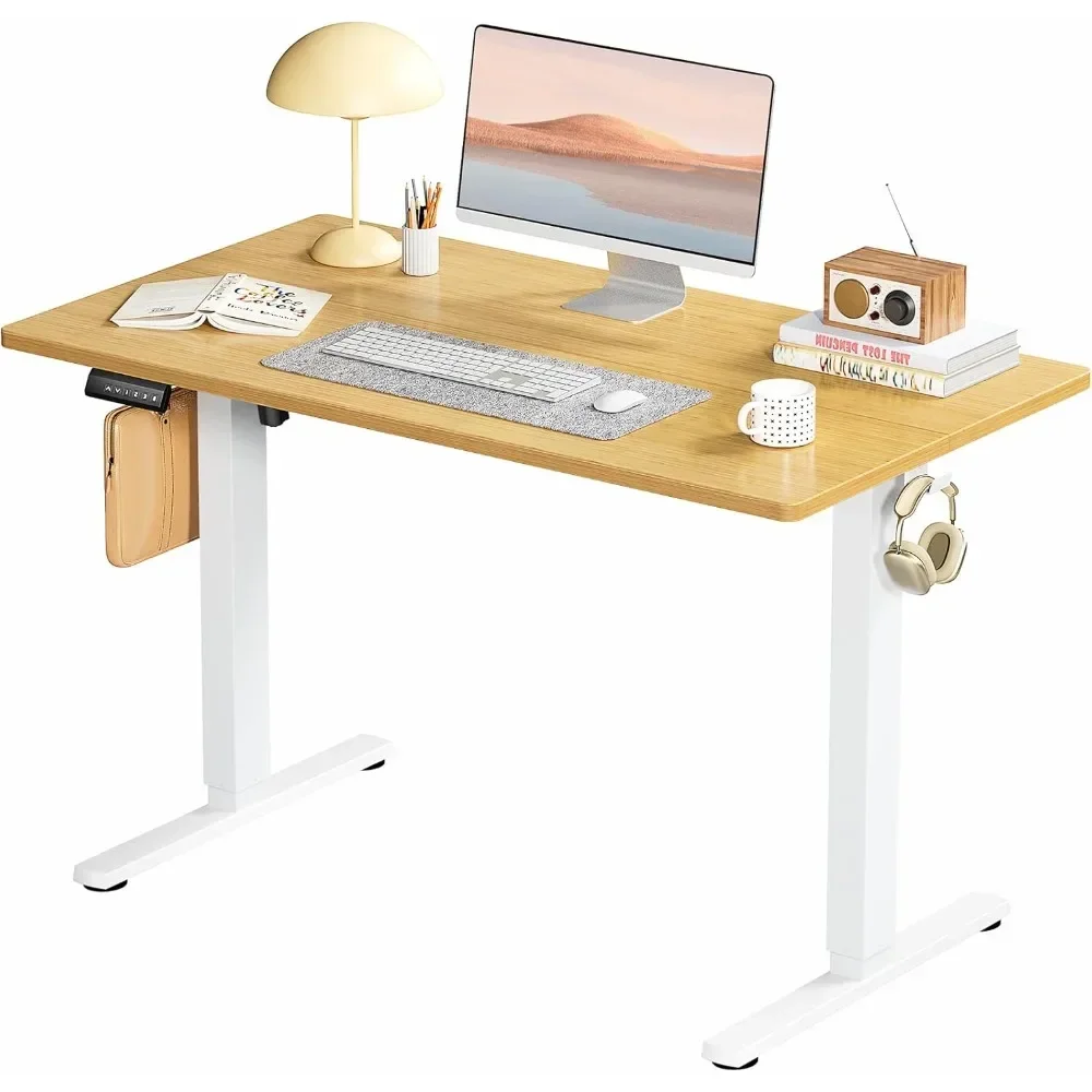 New2025-Electric Adjustable Height Standing Desk - 40 x 24 inch Sit to Stand Up Desk with Splice Board, Rising Home Office Compu