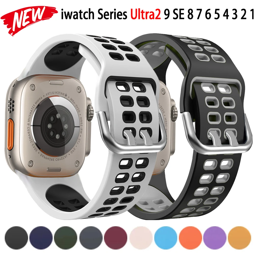 애플 워치 팔찌 스트랩, 실리콘 스포츠 밴드, iWatch 시리즈 7, 5, 6, se, 8, 9, 울트라 2, 44mm, 45mm, 49mm, 40mm, 41mm, 38mm, 42mm, 45mm