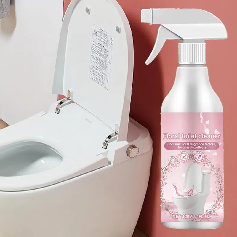 Shower Cleaner Spray 120mL Floral Scent Gentle Bath Cleaner Bathroom Spray Efficient Home Cleaning Supplies For Toilets Tiles