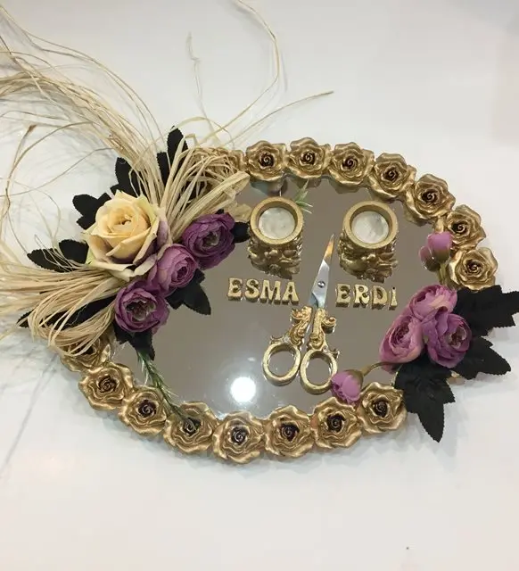 Promise Engagement Tray Gold Tumbled With Rose Customizable Marriage Home Decor | Дом и сад