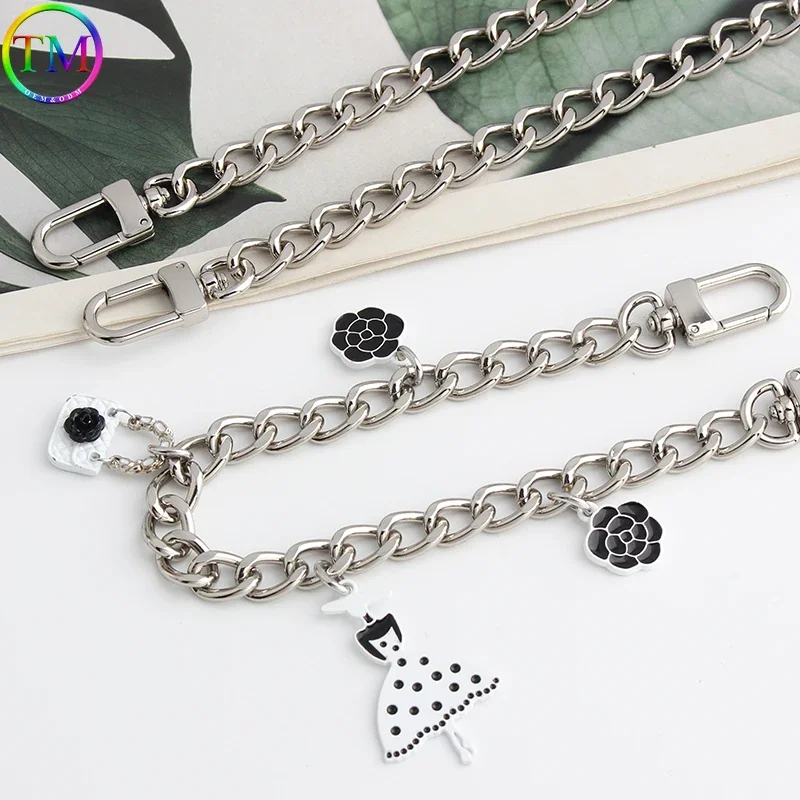 1/5Sets Metal Chain Strap Hanging Decoration Chain With O Spring Ring For Bag Handbag Shoulder Belt Pendant Hardware Accessories