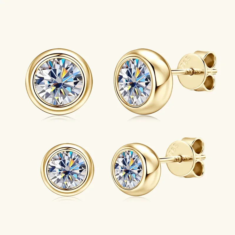여성을위한 라운드 Moissanite 절묘한 스터드 귀걸이 S 피어싱 귀걸이 파..