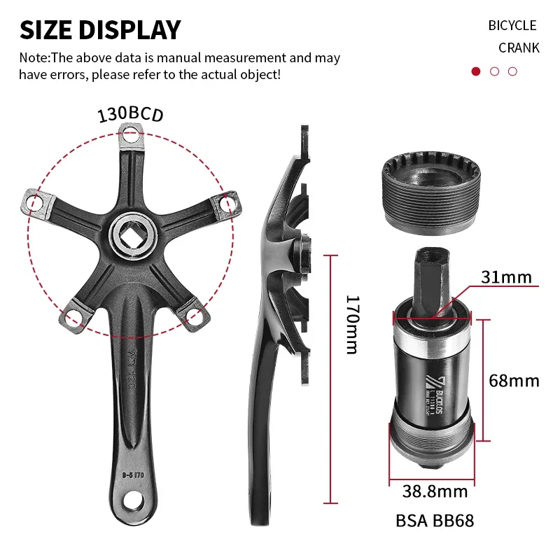 BUCKLOS 130 BCD Bicycle Crank 170MM Folding Bicycle Crank with