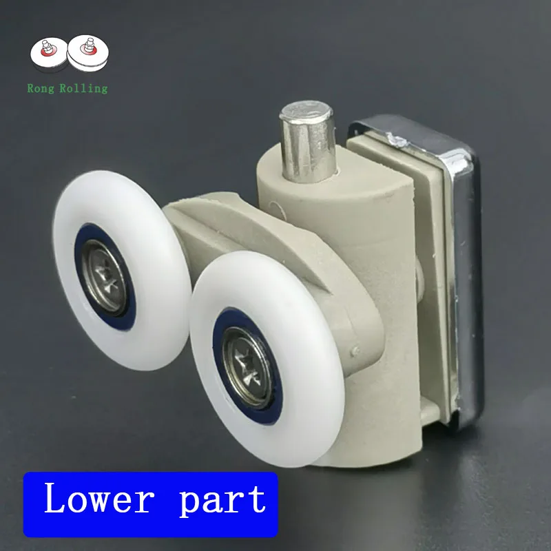 4pcs shower door runner lower and upper rollers diameter23mm 25mm Bathroom pulley Glass sliding door rail wheel for Shower room