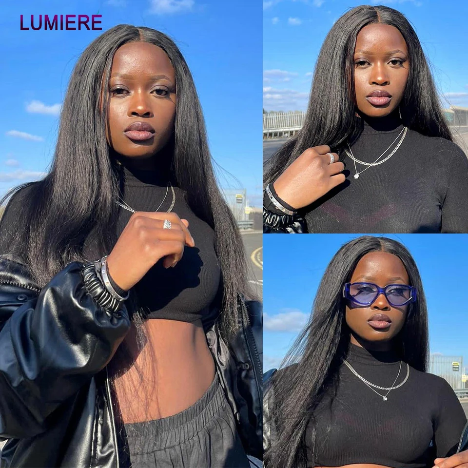 40" Kinky Straight Hair Bundles Deal Virgin Human Hair Weave Bundles 1/3/4 PCS Brazilian Yaki Natural Hair Extensions Thick End 5