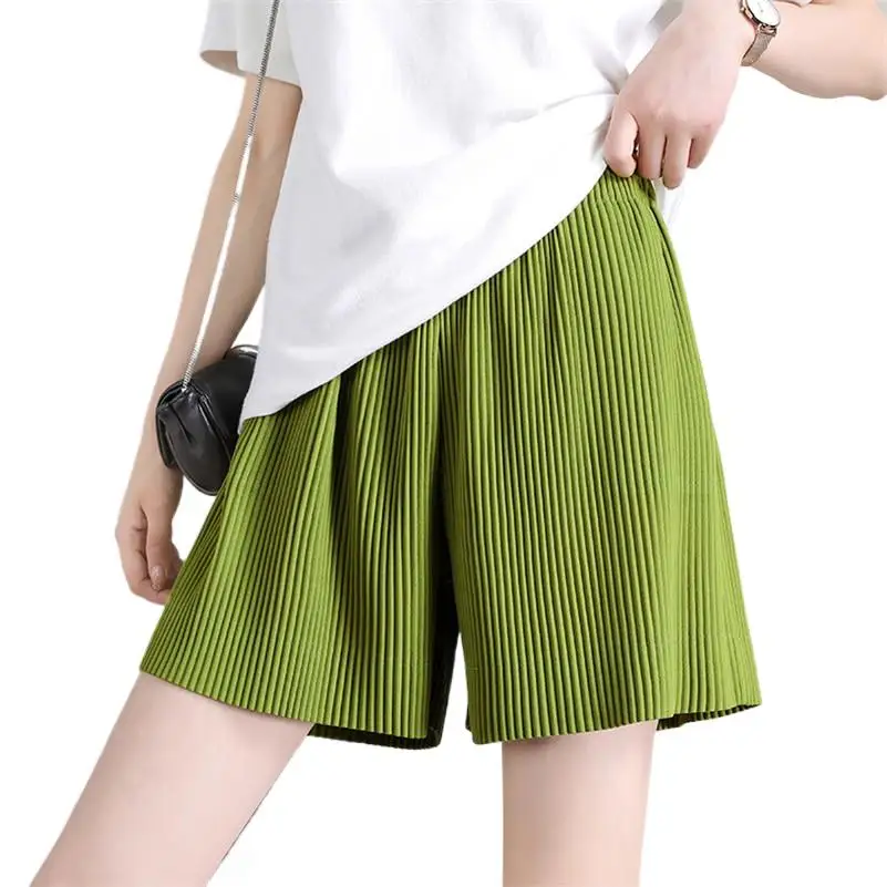 

New Women Loose High Waist Folds Shorts Summer Bottoms Casual Soft Trousers Candy Color All Match Shorts pantalones y2k clothes