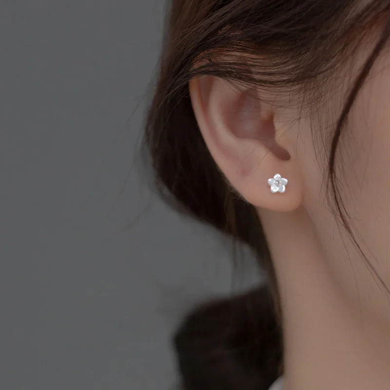 Silver Stud Earrings INZATT INS Hot Real 925 Sterling Silver Shell Flower Plant Stud Earrings For Women Classic Fine Jewelry Minimalist Accessories
