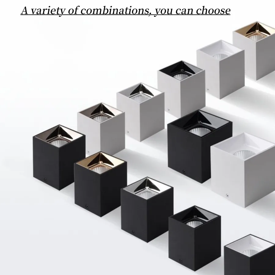 LED 천장 조명 쿼드레이트 눈부심 방지 COB 스포트라이트, 조도 조절 가능, AC110V220V, 10W, 12W, 15W, 20W, 24W