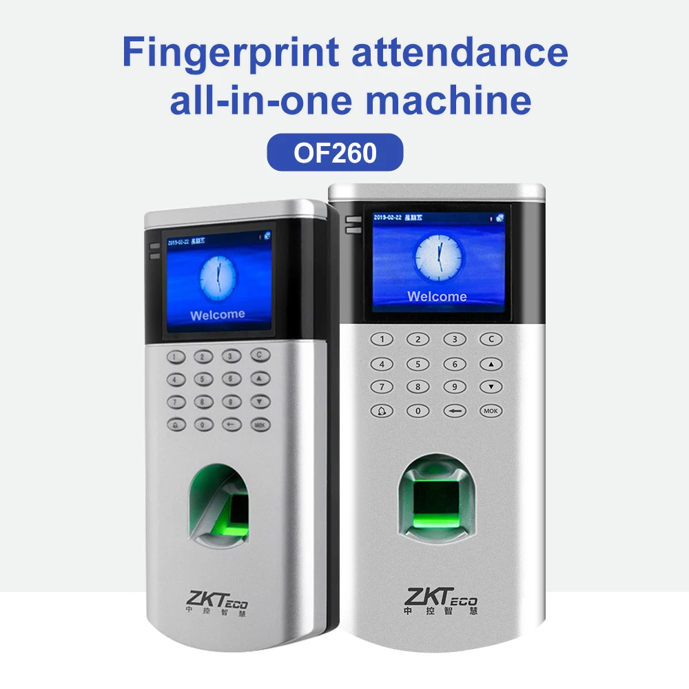 OF260 Fingerprint Time and Attendance Machine Card Employee Time Clock Management with 12V Electronic Door Lock System