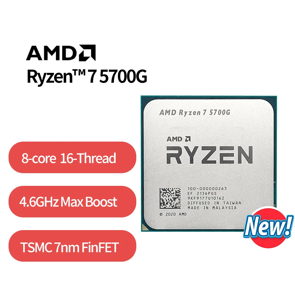 NEW AMD Ryzen 7 5700G R7 5700G 3.8GHz Eight-Core 16-Thread 65W CPU