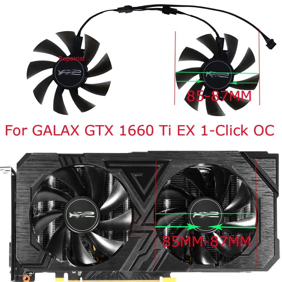 GA92S2H,Graphics Cards Fan,For GALAX GTX1660 SUPER EX White,For