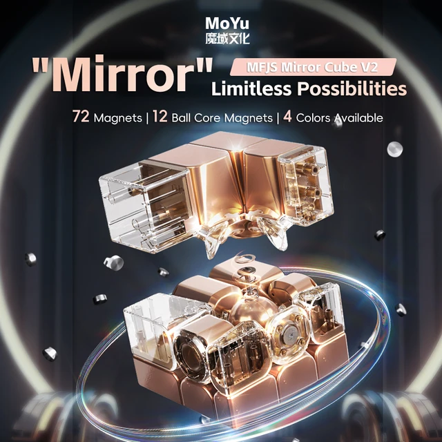 [Picube] MoYu Mirror V2 3x3 Magic Cube Puzzle Silver Gold Stickers Speed Cubes Professional Learning Toys For Children Gift 2