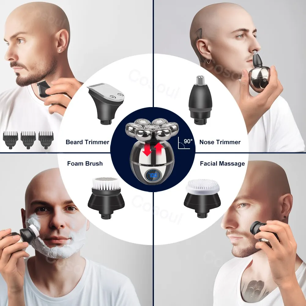 Electric Shaver Hair Clipper Beard Trimmer Shaving Machine Head Razor 5 in 1 for Men