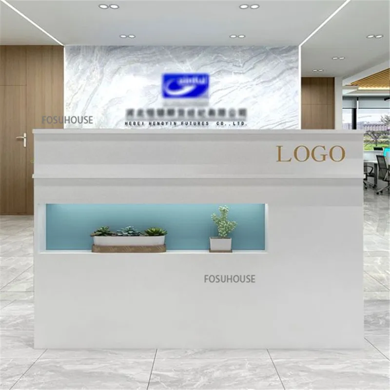 Modern Reception Desk Office Furniture Designer Front Desk Checkout Counter Clothing Store Light Luxury Reception Desks Table