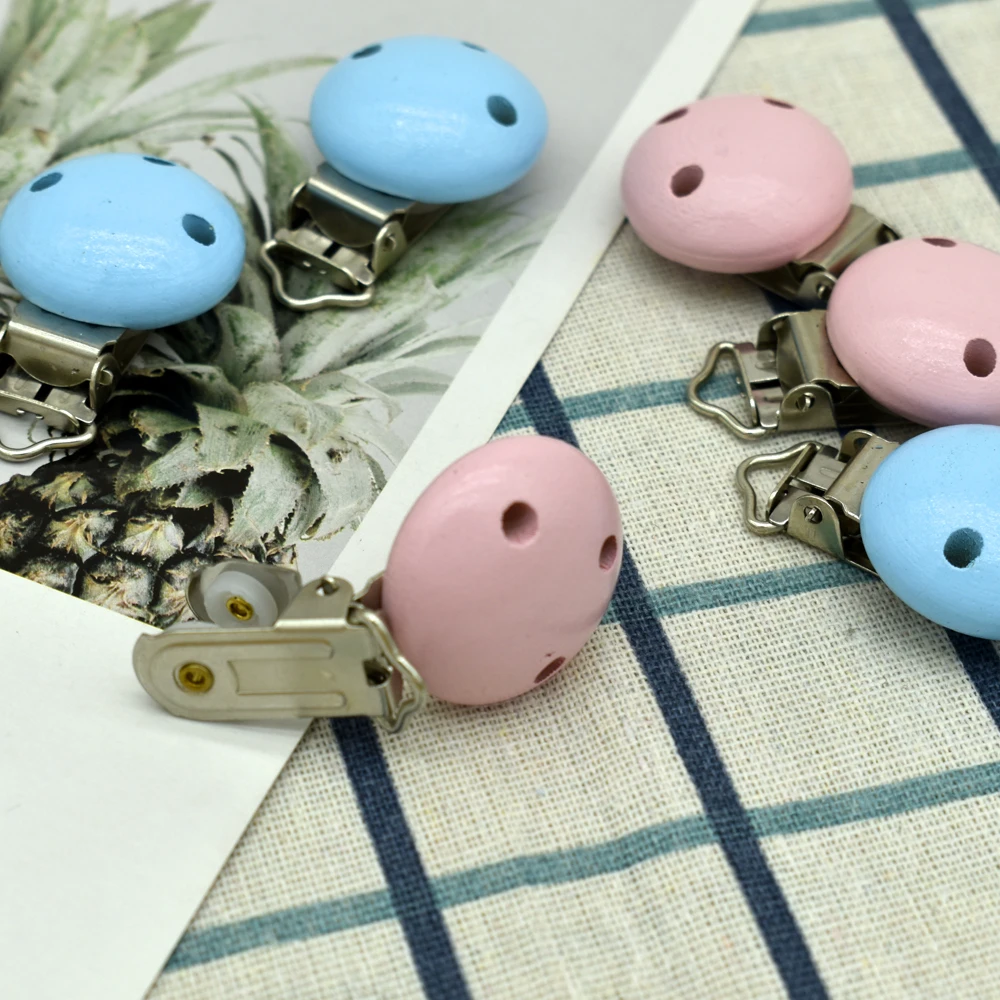 5pcs Baby Pacifier Clips Wood Metal Infant Soother Clasps Holders Accessories Diy Porta Chupetes Bebe Chupete Clip