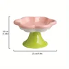 Ceramic Elevated Cat Food Bowl Floral Design Easy-to-clean Durable Cutlery for Food Water Cute Dog Bowl for Neck Protection 3