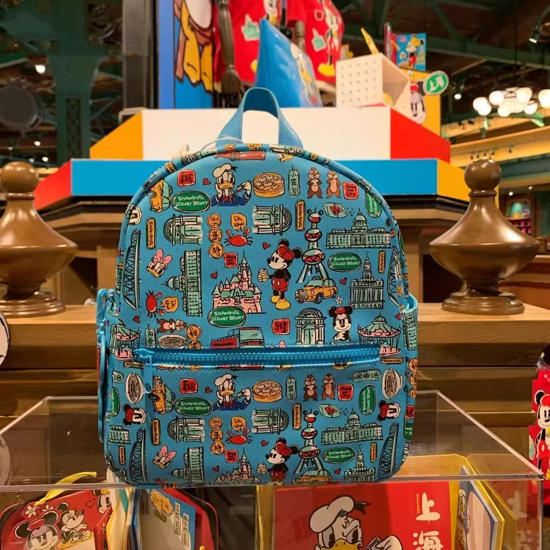 

The Shanghai Disney Mickey Minnie and Donald Duck Cartoon Casual Double-shoulder Backpack Is a Great Gift for Student Bookbags