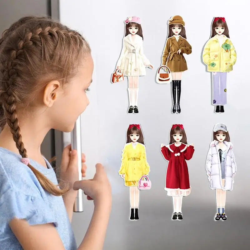 Magnetic Doll Dress Up Kits Costume Dress Magnetic Princess Paper Dolls Cutouts Magnet Clothes Puzzles Creative Fashion Up