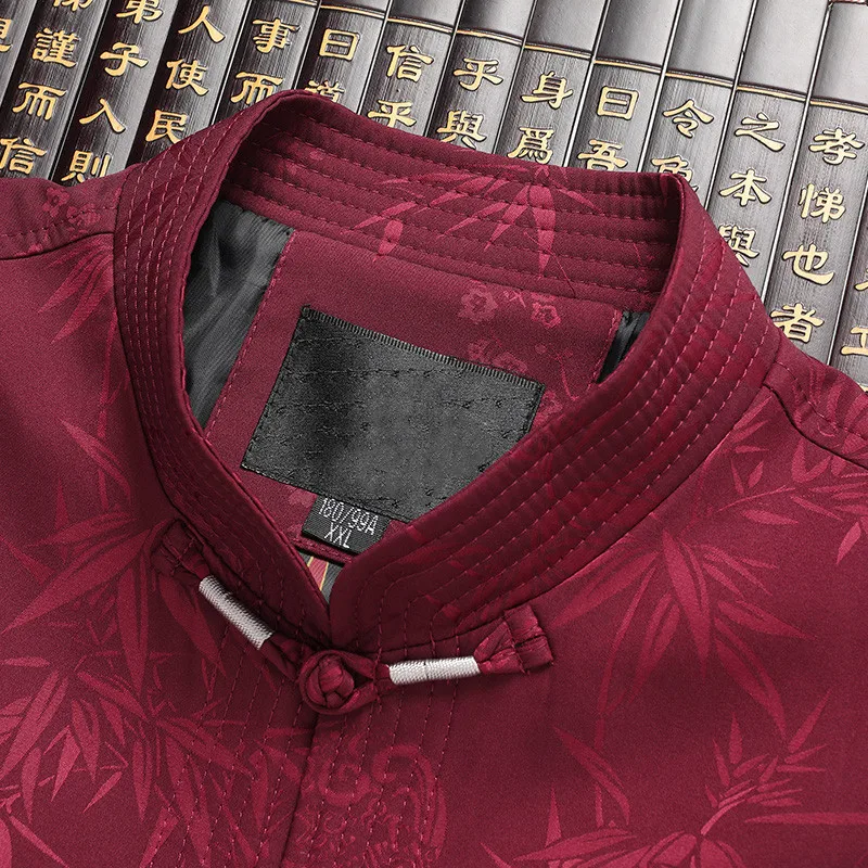 Autumn Winter Traditional Chinese Style Tang Suit Embroidery Buckle Coat Male Kung Fu Tai Chi Master Clothes Men's Vintage Hanfu
