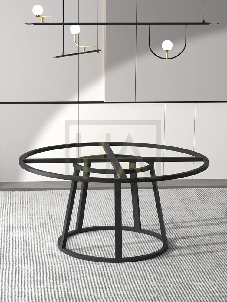 

Custom metal round table leg bracket light luxury rock slab dining stand, marble t negotiation leg, confer