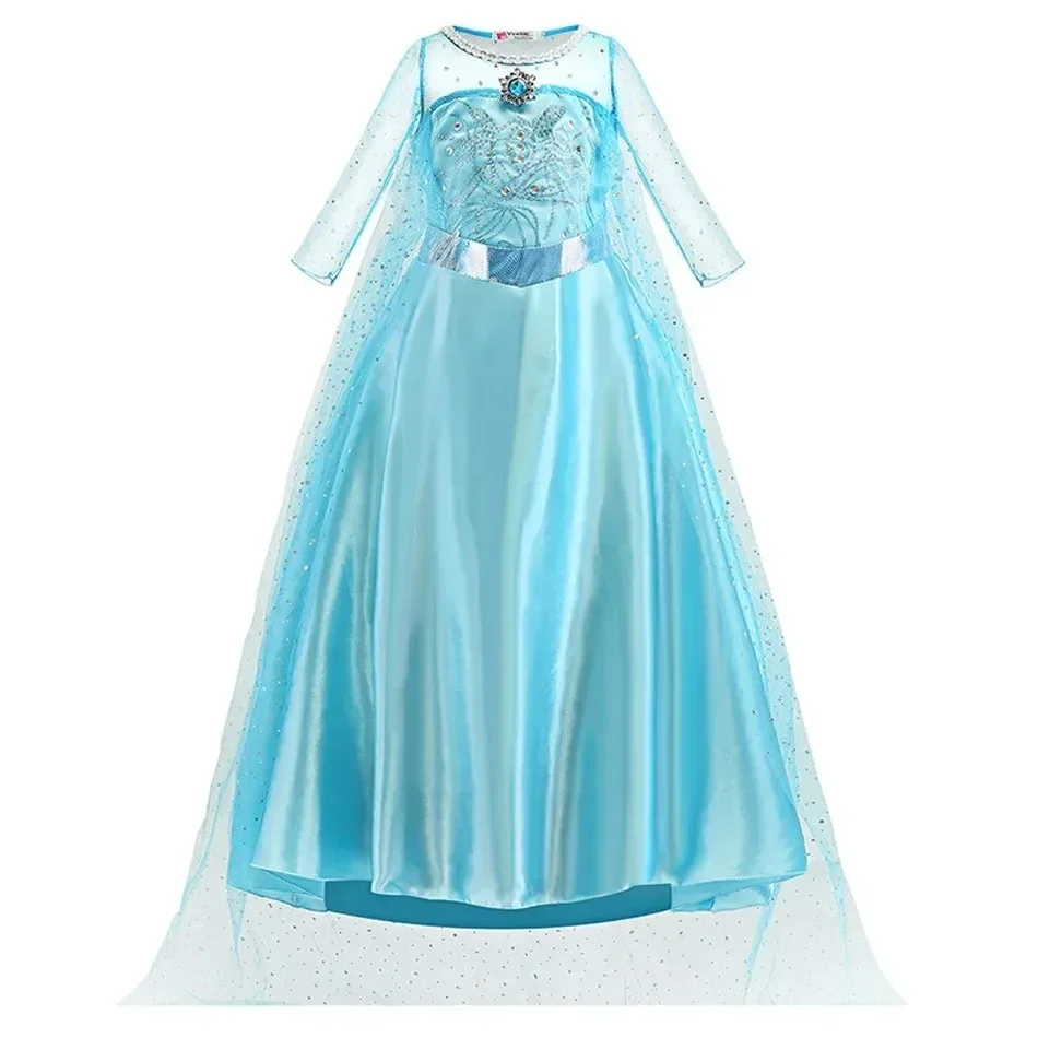 Mädchen Sommer glänzendes Freizeit kleid für Kinder Geburtstags feier Elsa Anna verkleiden Stoff Schnee königin Karneval Halloween Cosplay Kostüm – Detail 17