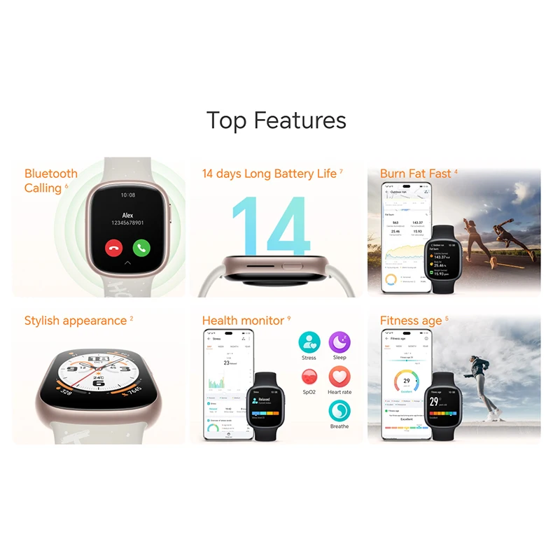 ۷ι  HONOR Watch 4 AMOLED ÷, 5ATM ɹڼ   , GPS 14   ͸ Ʈ ġ, 1.75 ġ