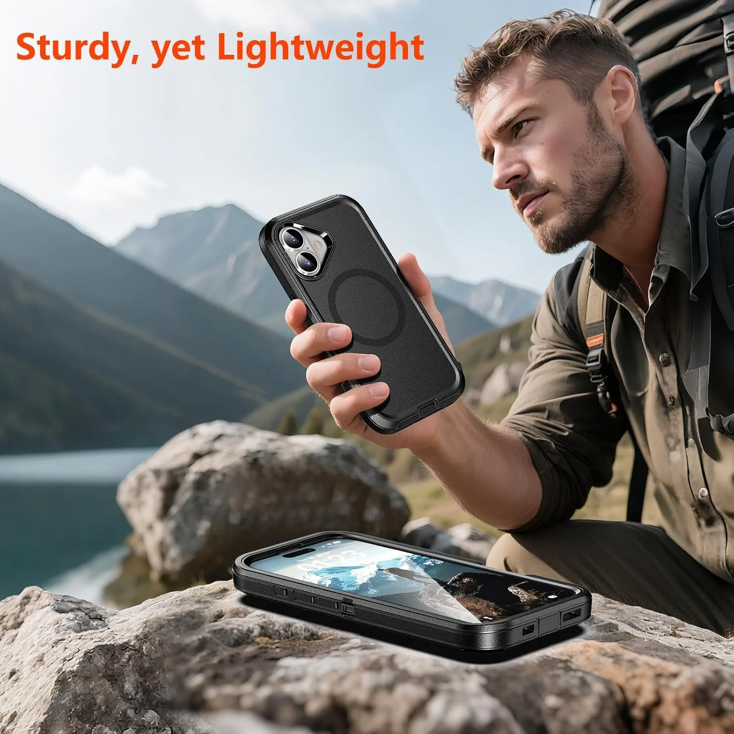 Heavy Duty Magnetic Rugged Armor Case - Shockproof Protective Cover Compatible with MagSafe Charging