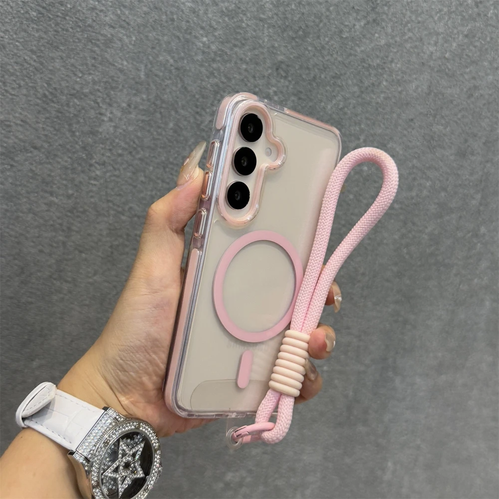 Magsafe Hand Wrist Strap Lanyard Transparent Acrylic Phone Case