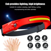 

Outdoor LED COB Headlamp 200 Lumens Rechargeable Waterproof Headlight Flashlight for Running Camping Cycling Head Torch Lighting