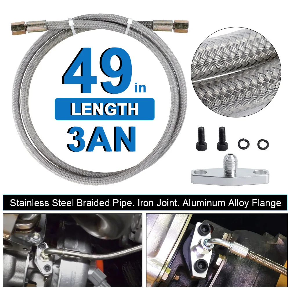 3an 125cm Turbo Oil Feed Line Kit Feed Flange Restrictor Adapto Oil