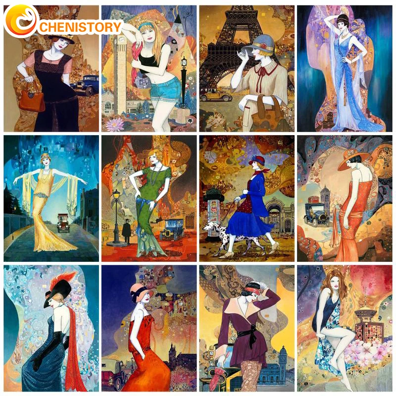 Chenistory Paint By Numbers Woman Drawing On Canvas Diy Pictures By