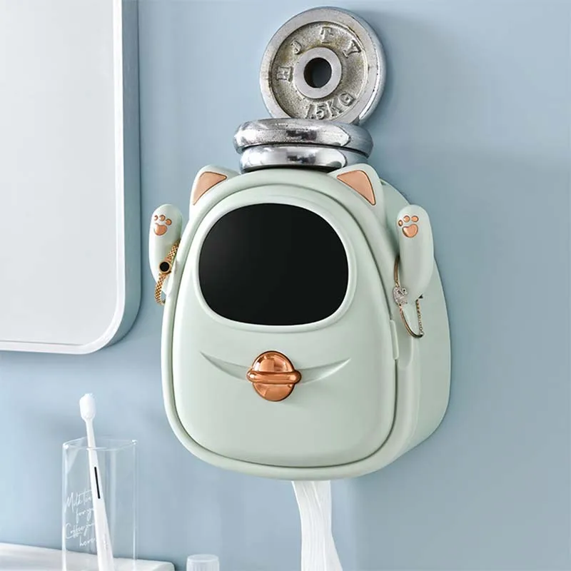 Toilet Paper Holder Wall Mount Cat Toilet Paper Holder Waterproof Tray Roll Tube Tissue Box Drawer Tissue Holder Bathroom Storage Shelves