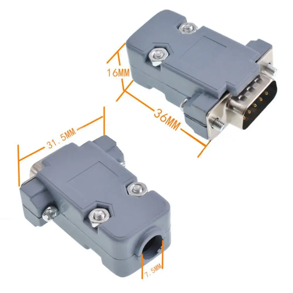 DB9 D-sub Connectors Plug with Plastic Shell for RS232 Serial