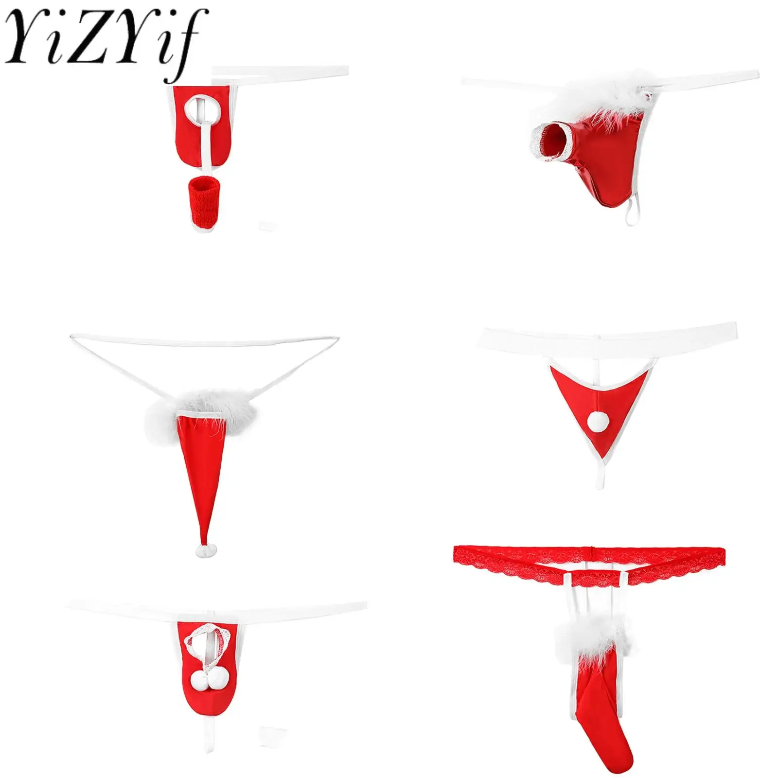 

Mens Christmas Themed Exotic Briefs Bulge Pouch G-string T-Back Thongs Xmas Contrast Underwear Sexy Sissy Lingerie Underpants
