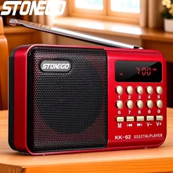 Compact Portable Rechargeable Mini Radio and Wireless Speaker with USB and MP3 Playback (Red)