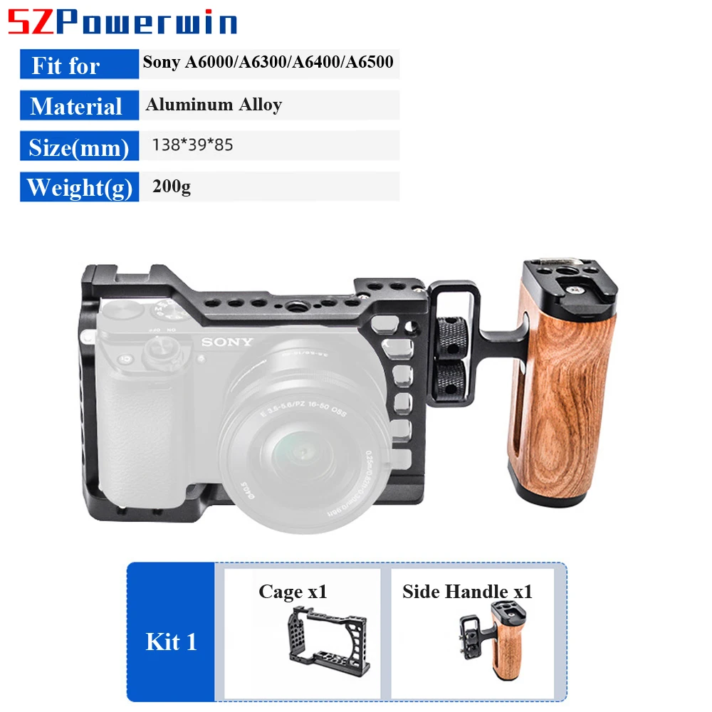 Powerwin Camera Cage For Sony A6500 A6400 A6300 A6100 A6000 Kit