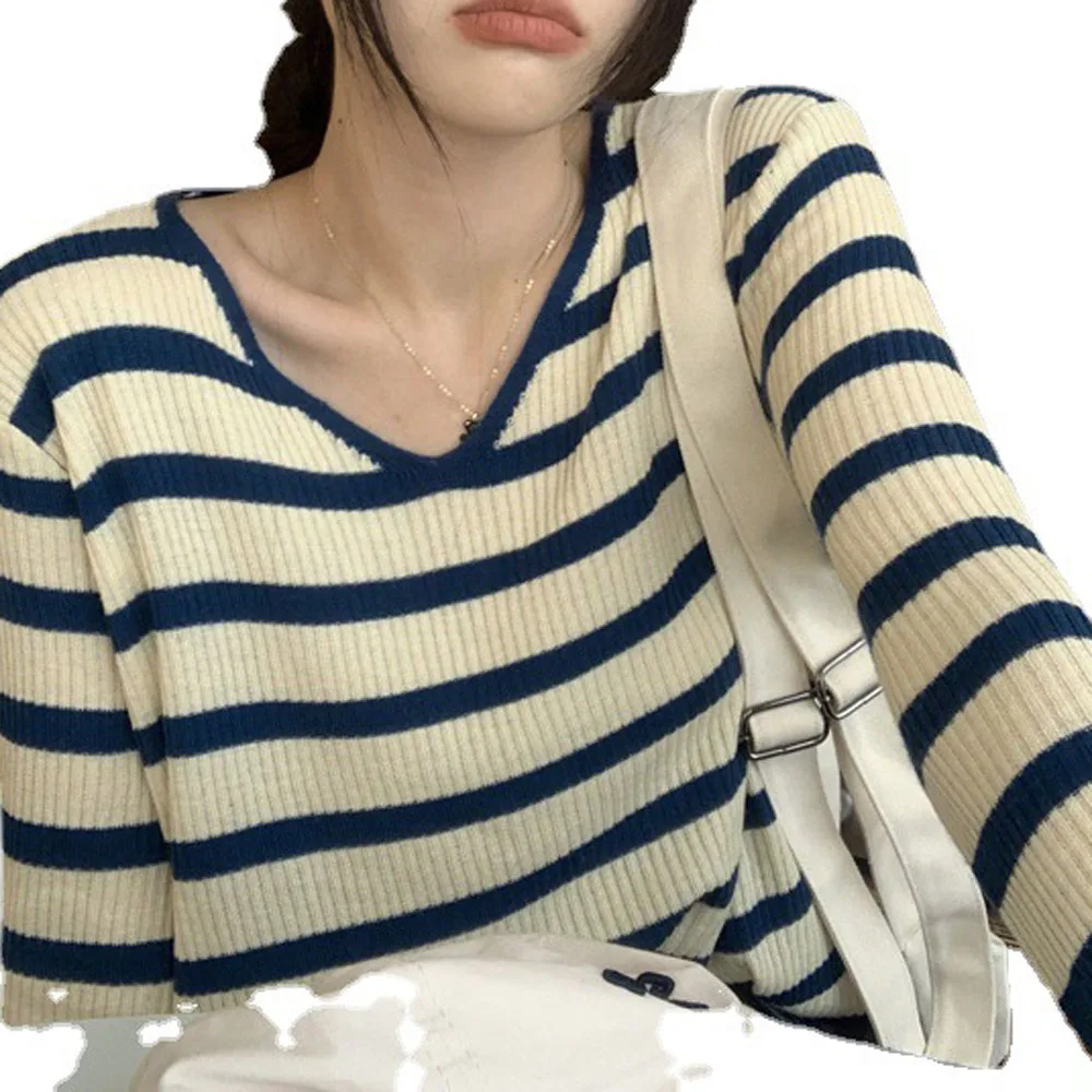 Women Striped Long Sleeve Sweater