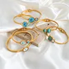 316L Stainless Steel Bracelet Bangle For Women 18k Gold Plated Waterproof Boho Women's Openable Charm Bracelets Bangles 1