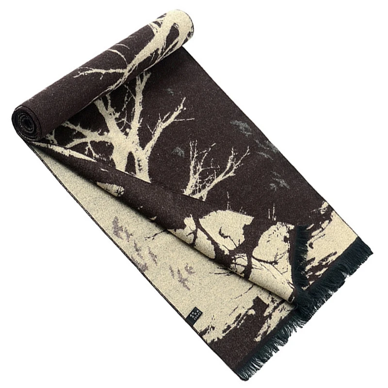 2020 New Brand Men's Abstract Tree Cashmere Scarf Winter Warm Knitted Modal Business Men Scarves 180*31cm - Image 6