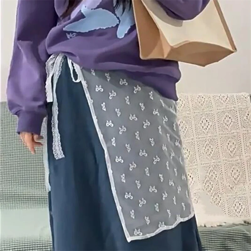 Lace Layered Gauze Skirt Tie Up Spicy Girl Stacked Skirt Y2k Streetwear Apron Wrap Lace Up Matching Pants Pregnant