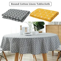 Nordic Round Tablecloth Cotton Linen Washable Hotel Banquet Table Cloth for Wedding Party Christmas Table Cover Home Dec 1
