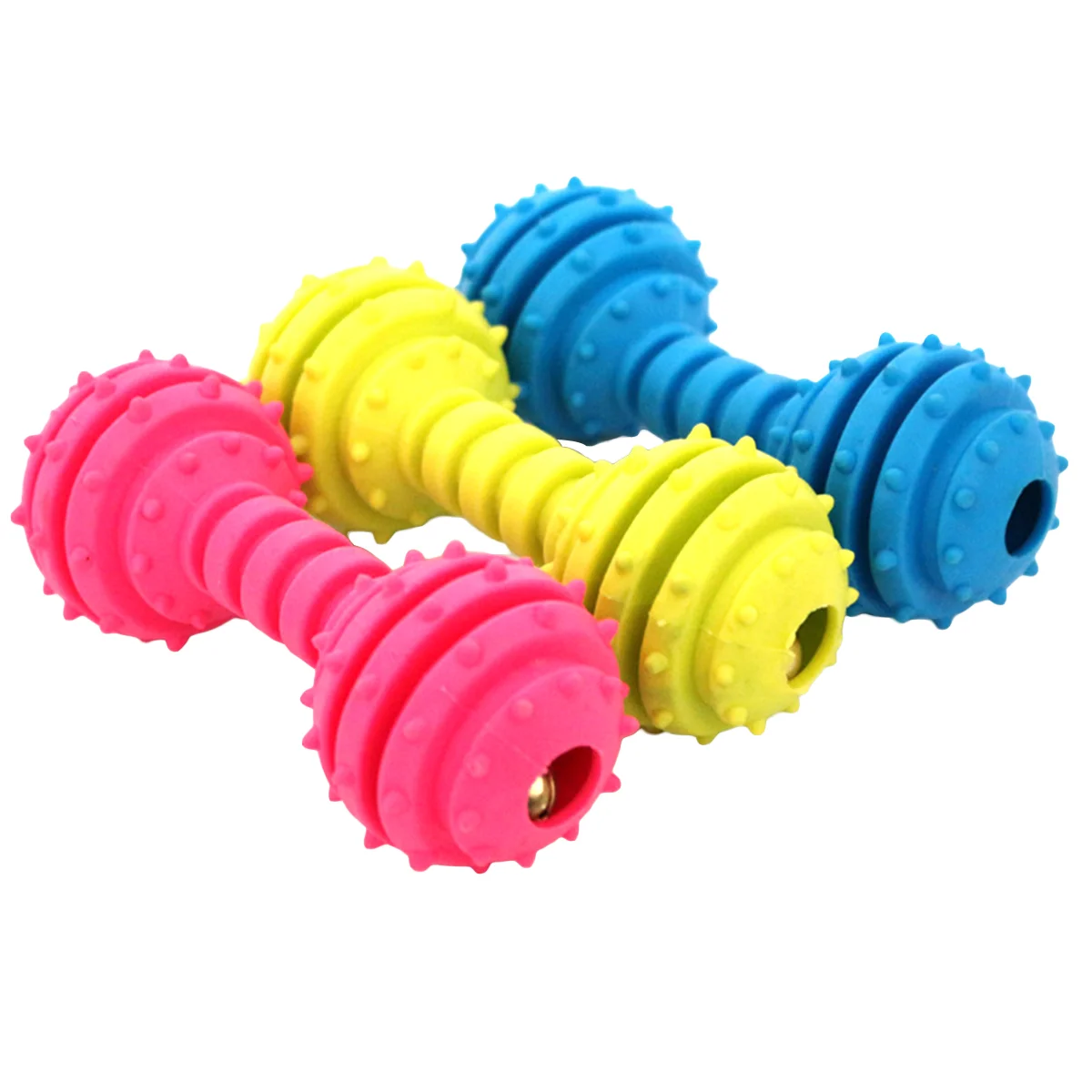 

3pcs Pet Dog Puppy Durable Dog Chew Toys Barbell Chew Toy Teething Squeaky Stick for Aggressive Chewers
