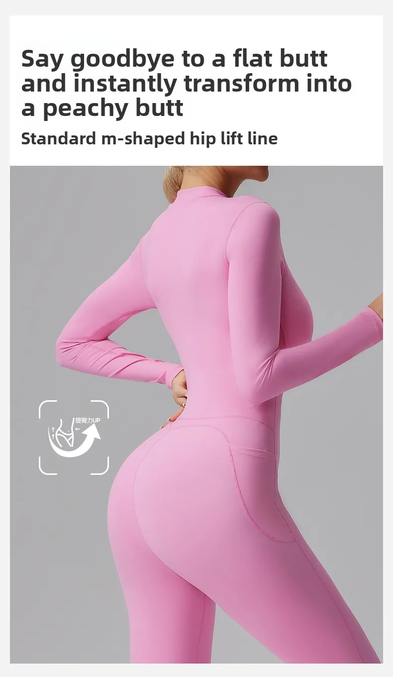 Naked Feel Yoga Unitard with Half Zip, Slimming Dance Bodysuit for Women, Seamless Gym Wear One Piece Workout Suit Spring Autumn
