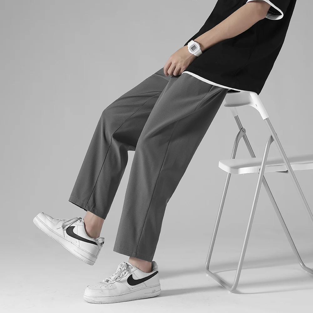 Men Wide Leg Cropped Pants 2023 New Casual Light Weight Joggers