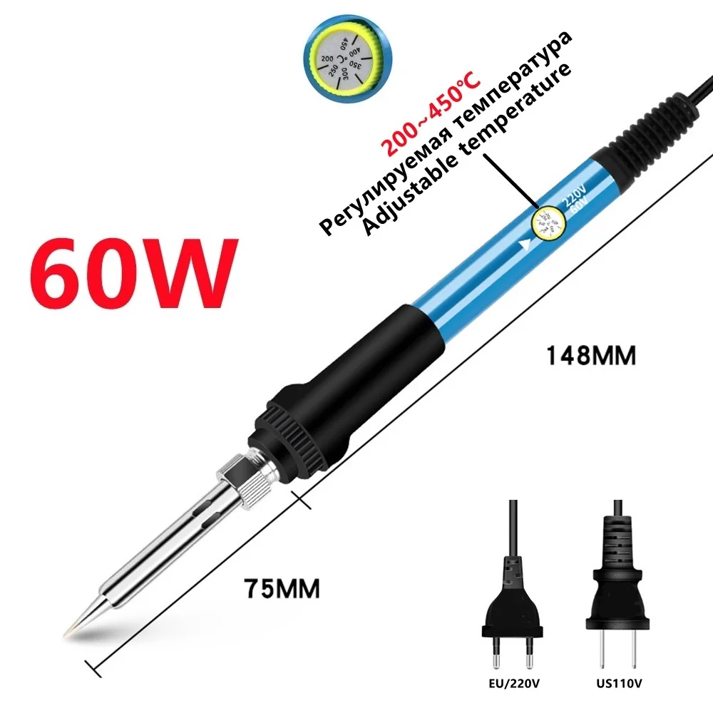 60w Electric Irons Soldering Temperature Adjustable Electric Iron Mini Handle Heat Pencil Soldering Iron Soldering Tool Iron Tip jcd 220v 80w lcd electric soldering iron adjustable temperature solder welding rework tool soldering pump irons kit tips cleaner