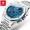 OLEVS 3626 Fashion Quartz Watch Gift Stainless Steel Watchband Round-dial Wristwatch Calendar Luminous Small second