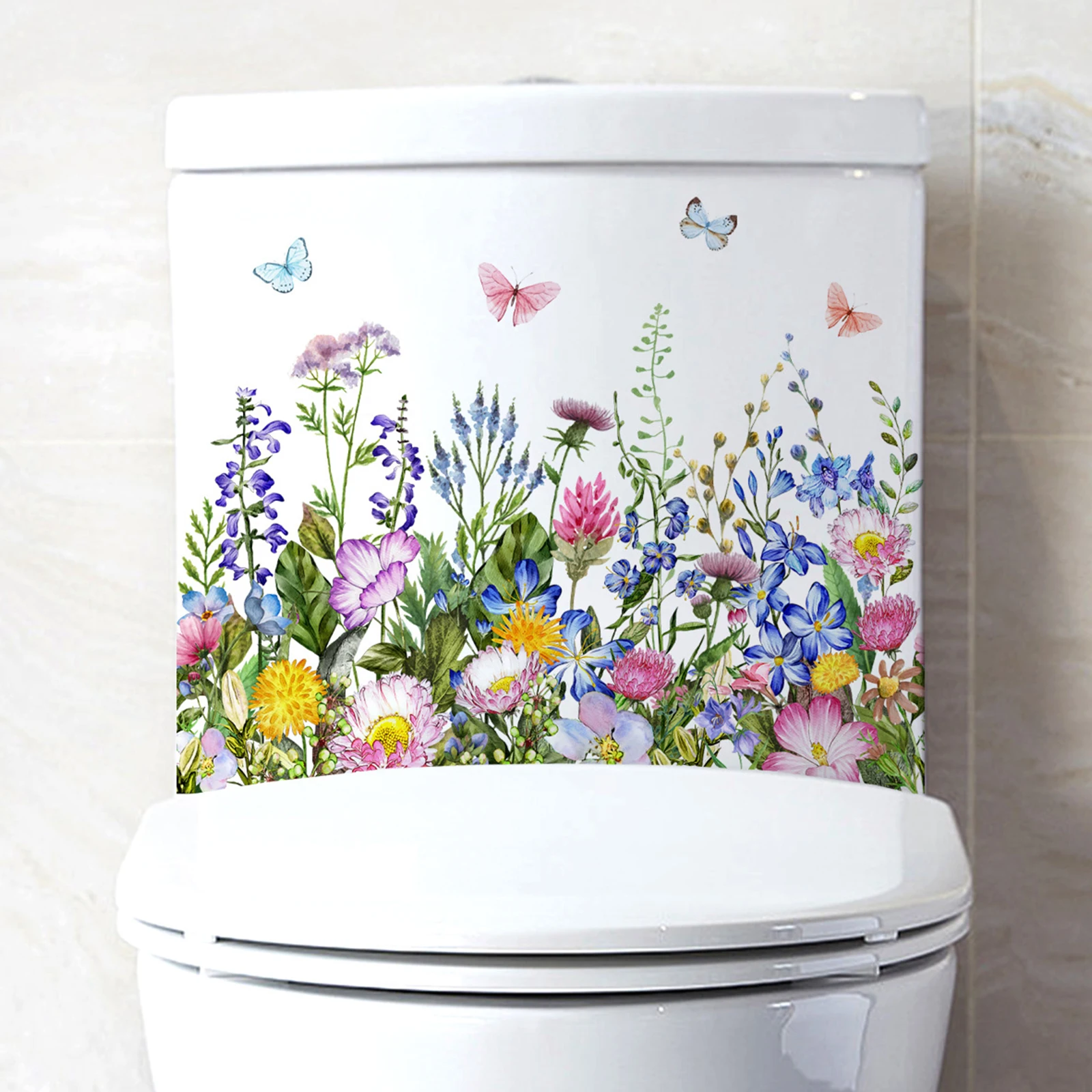 Various Green Plants Flowers Wall Sticker Bathroom Toilet Decor Decals Living Room Cabinet Home Decoration Self Adhesive Mural vinyl stickers toilet stickers toilet wall stickers