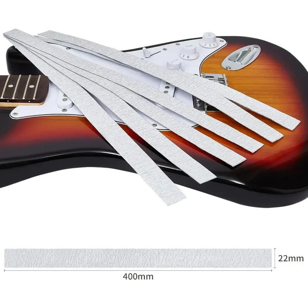 Komplettes Gitarrenbauer-Werkzeugset, Gitarrenhals-Bund-Nivellierstange mit 6 selbstklebenden Schleifpapier-Körnungen, präzises Polieren