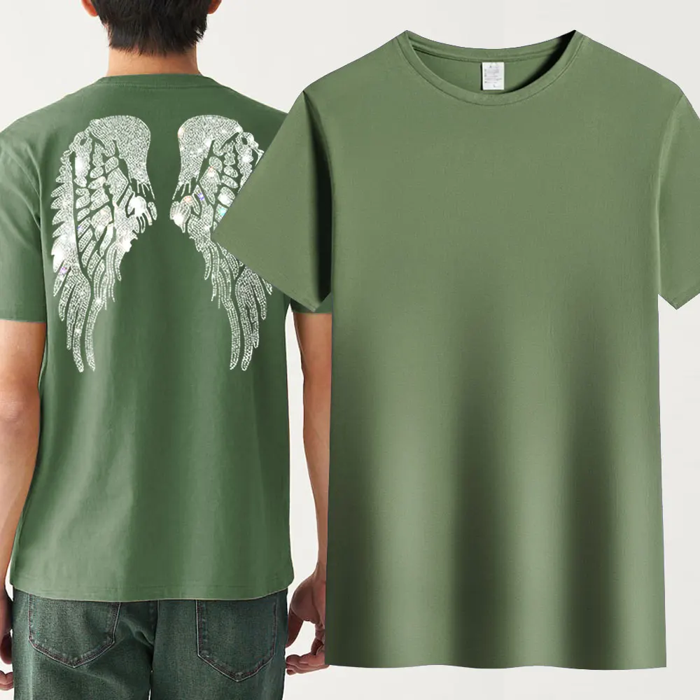 Rhinestone Wings Men's T-shirt Short Sleeve 2025 Summer