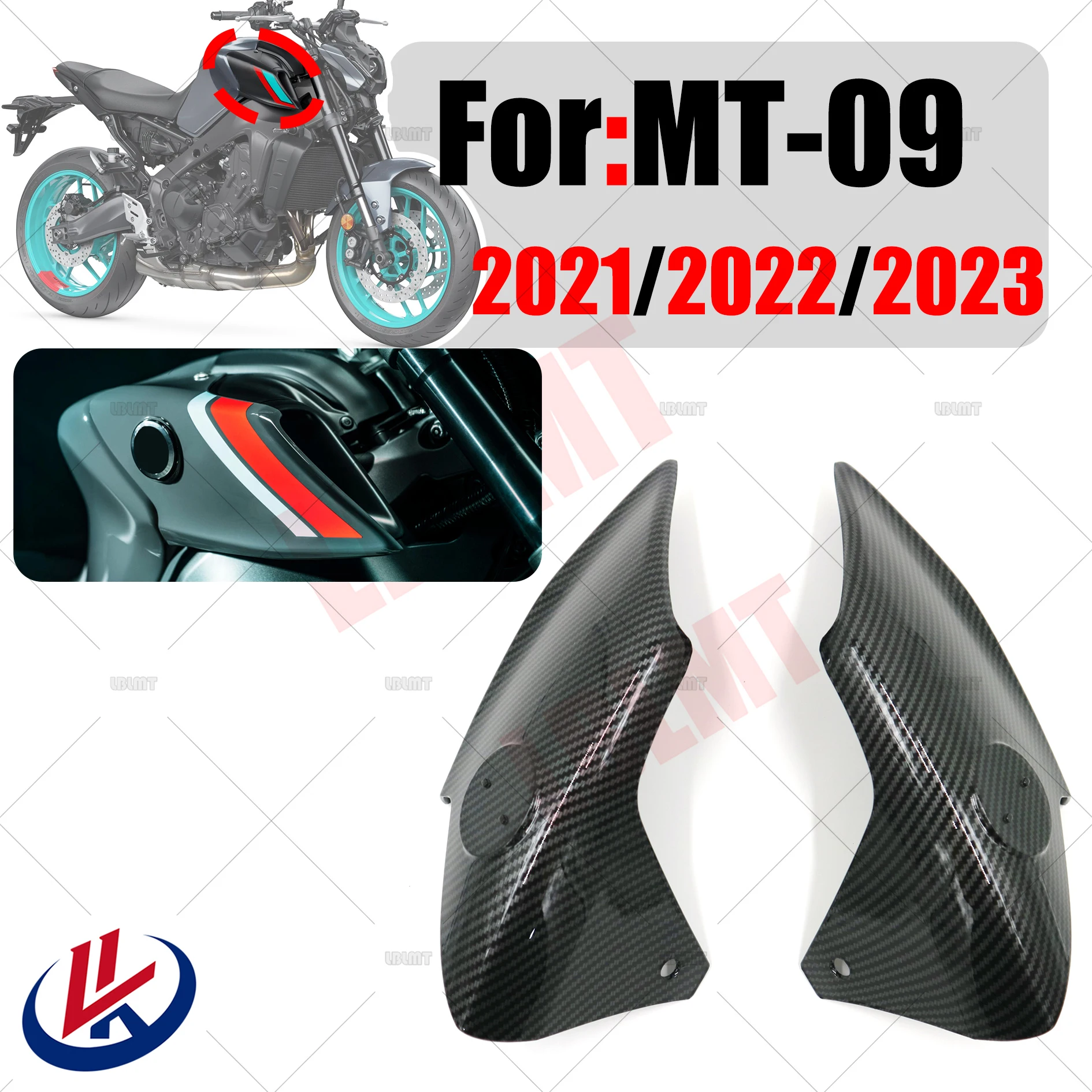 

Motorcycle Gas Tank Side Fairings Air Intake Cover Fairing Panels For YAMAHA FZ-09 MT-09 2021-2023 Tank Cap Shell Protector Cowl